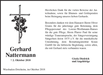 Traueranzeige von Gerhard Nattermann von vrm-trauer