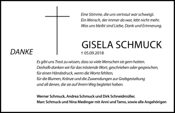 Traueranzeige von Gisela Schmuck von vrm-trauer