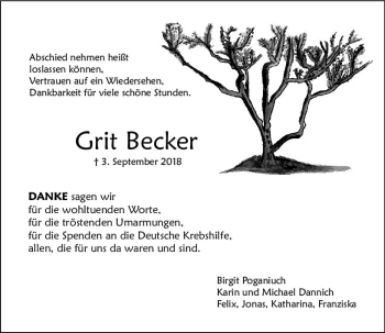 Traueranzeige von Grit Becker von vrm-trauer