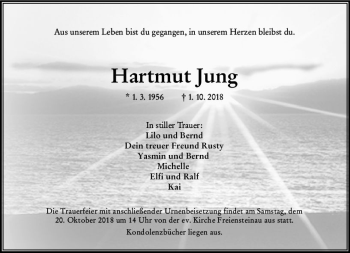Traueranzeige von Hartmut Jung von VRM Trauer