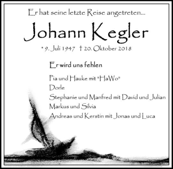Traueranzeige von Johann Kegler von vrm-trauer