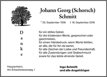 Traueranzeige von Johann Georg Schmitt von vrm-trauer