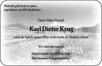 Traueranzeige von Karl Dieter Krug von vrm-trauer