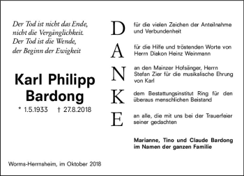 Traueranzeige von Karl Philipp Bardong von vrm-trauer
