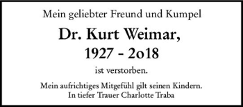 Traueranzeige von Kurt Weimar von vrm-trauer