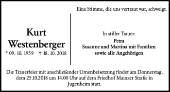 Traueranzeige von Kurt Westenberger von vrm-trauer
