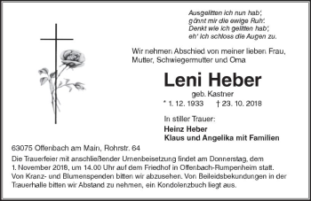 Traueranzeige von Leni Heber von  Kreisanzeiger