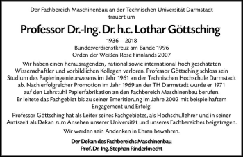 Traueranzeige von Lothar Göttsching von vrm-trauer
