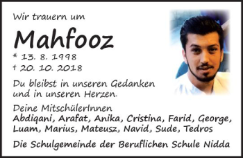 Traueranzeige von Mahfooz  von  Kreisanzeiger
