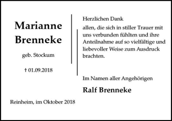 Traueranzeige von Marianne Brenneke von vrm-trauer