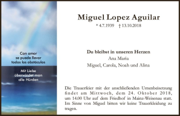 Traueranzeige von Miguel Lopez Aguilar von vrm-trauer