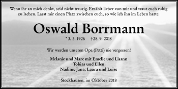 Traueranzeige von Oswald Borrmann von VRM Trauer
