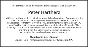 Traueranzeige von Peter Hartherz von  Usinger Anzeiger