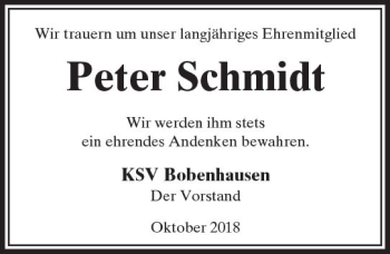 Traueranzeige von Peter Schmidt von  Kreisanzeiger