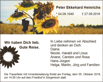 Traueranzeige von Peter Ekkehard Heinrichs von vrm-trauer