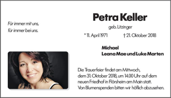 Traueranzeige von Petra Keller von vrm-trauer