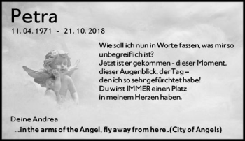 Traueranzeige von Petra Keller von vrm-trauer