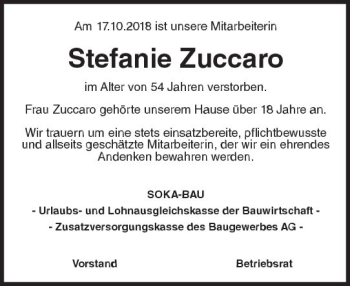 Traueranzeige von Stefanie Zuccaro von vrm-trauer