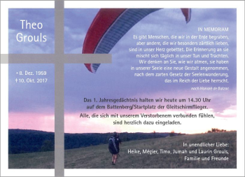 Traueranzeige von Theo Grouls von  Gießener Anzeiger