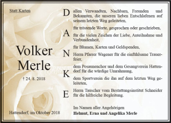 Traueranzeige von Volker Merle von VRM Trauer
