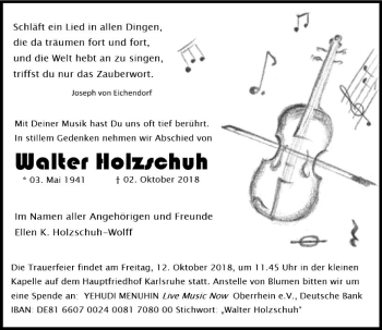 Traueranzeige von Walter Holzschuh von vrm-trauer