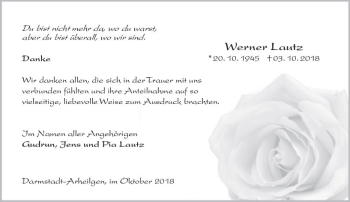 Traueranzeige von Werner Lautz von vrm-trauer