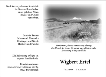 Traueranzeige von Wigbert Ertel von vrm-trauer