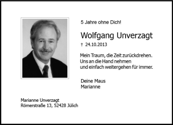 Traueranzeige von Wolfgang Unverzagt von vrm-trauer