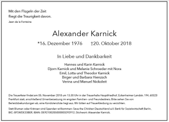 Traueranzeige von Alexander Karnick von vrm-trauer