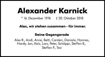 Traueranzeige von Alexander Karnick von vrm-trauer