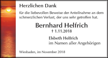Traueranzeige von Bernhard Helfrich von vrm-trauer