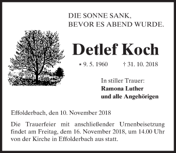 Traueranzeige von Detlef Koch von  Kreisanzeiger