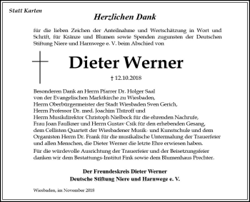 Traueranzeige von Dieter Werner von vrm-trauer