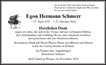 Traueranzeige von Egon Hermann Schmerr von  Camberger Anzeiger