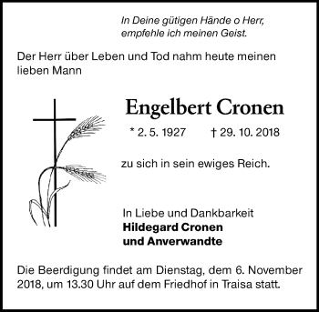 Traueranzeige von Engelbert Cronen von vrm-trauer