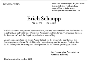 Traueranzeige von Erich Schaupp von vrm-trauer