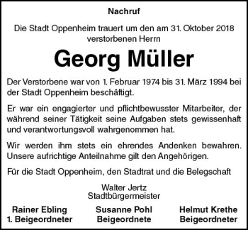Traueranzeige von Georg Müller von vrm-trauer