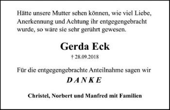 Traueranzeige von Gerda Eck von vrm-trauer