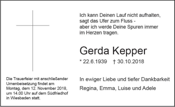 Traueranzeige von Gerda Kepper von vrm-trauer