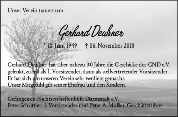 Traueranzeige von Gerhard Deußner von vrm-trauer
