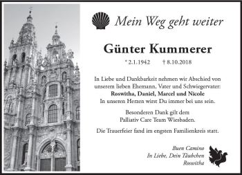 Traueranzeige von Günter Kummerer von vrm-trauer