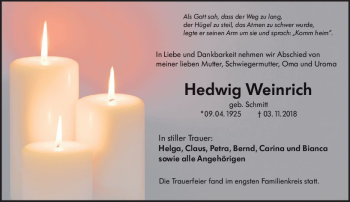 Traueranzeige von Hedwig Weinrich von vrm-trauer