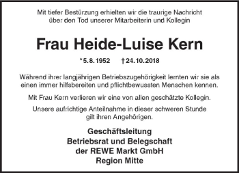 Traueranzeige von Heide-Luise Kern von vrm-trauer