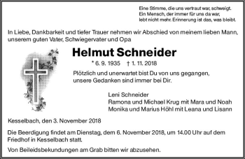 Traueranzeige von Helmut Schneider von  Gießener Anzeiger