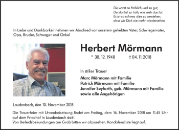 Traueranzeige von Herbert Mörmann von vrm-trauer