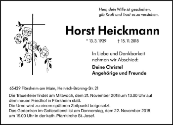 Traueranzeige von Horst Heickmann von vrm-trauer
