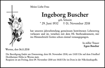 Traueranzeige von Ingeborg Buscher von vrm-trauer