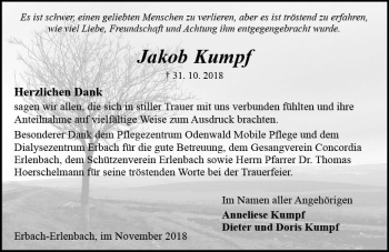 Traueranzeige von Jakob Kumpf von vrm-trauer