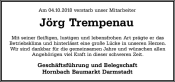 Traueranzeige von Jörg Trempenau von vrm-trauer