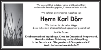 Traueranzeige von Karl Dörr von VRM Trauer